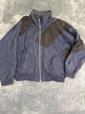 Vintage MacGregor Navy & Black Windbreaker Jacket Size Large Nylon Lightweight F